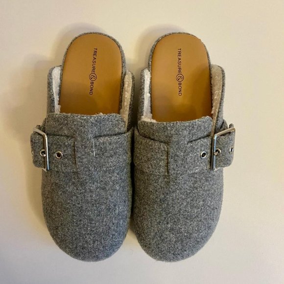 🆕 Treasure & Bond (Nordstrom brand) Mollie Faux Shearling Lined Grey Mule - Picture 9 of 15